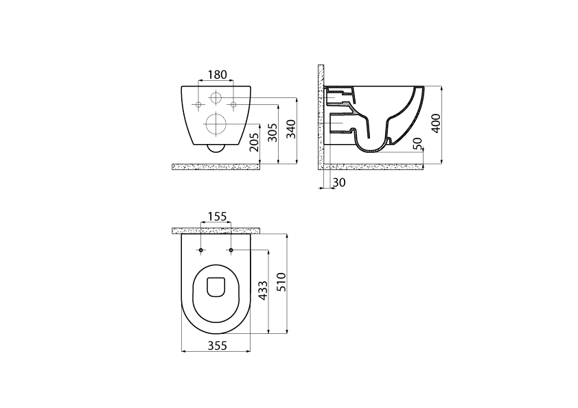 FREE vegghengt hvitt spyletoalett, inkludert soft-close toalettsete